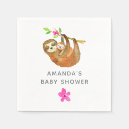 Vattenfärgssjälvtema baby shower med sengångare pappersservett
