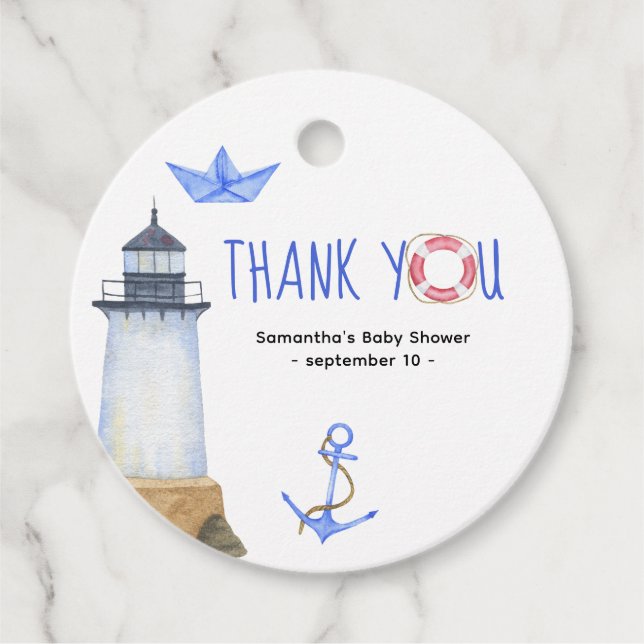 Vattenfärgssjöfart - tack gåvor etiketter (Framsida)