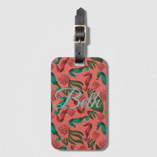 Vattenfärgssjöhästen Coral Nautical Personlig Bagagebricka
