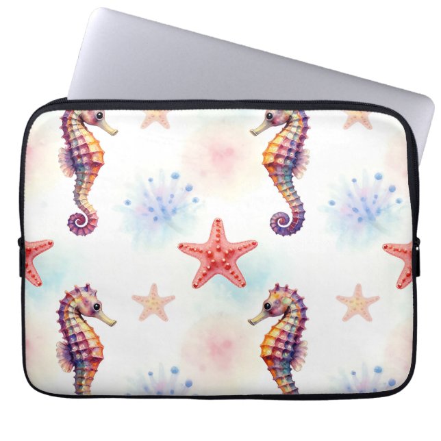 Vattenfärgssjöhästsstjärnmönster Laptop Fodral (Framsidan)