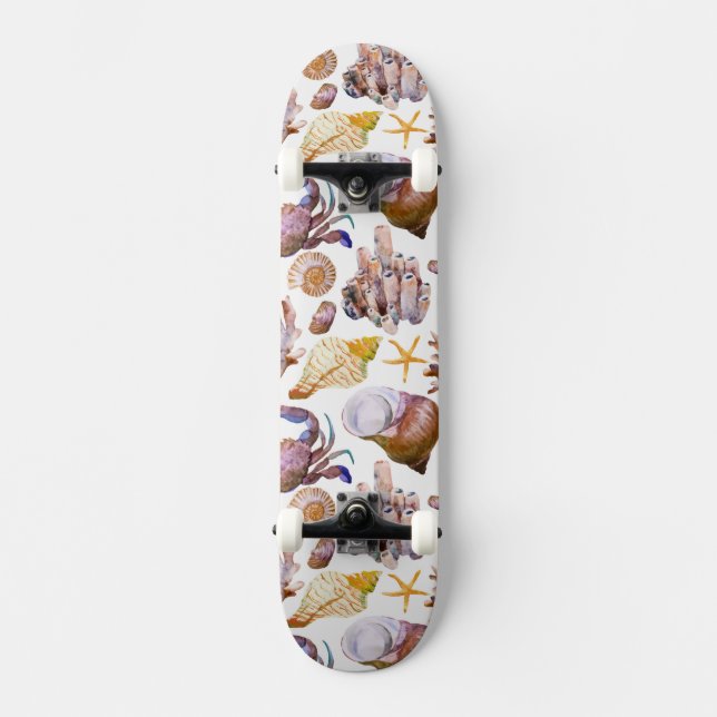 Vattenfärgssjöslivsmönster 4 skateboard bräda 20 cm (Framsida)