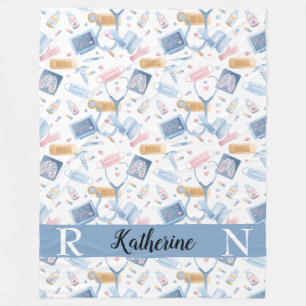 Vattenfärgssjuksköterska Sjukvårdssoldat Blue Ro Fleecefilt