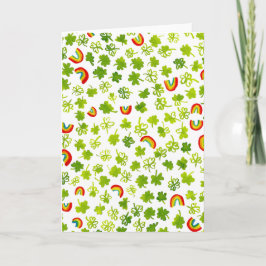 Vattenfärgsskäggor och regnbågar Irländska St patt Kort