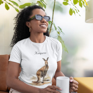 vattenfärgsskangaroo-anpassade t shirt