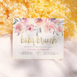  vattenfärgsskare Ro Greenery Baby Brunch Shower Inbjudan Vykort