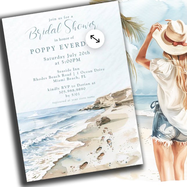 Vattenfärgsskena BeachBridal Shower Inbjudningar (Skapare uppladdad)