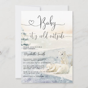 Vattenfärgsskena Bear Winter Baby Shower Polar Inbjudningar