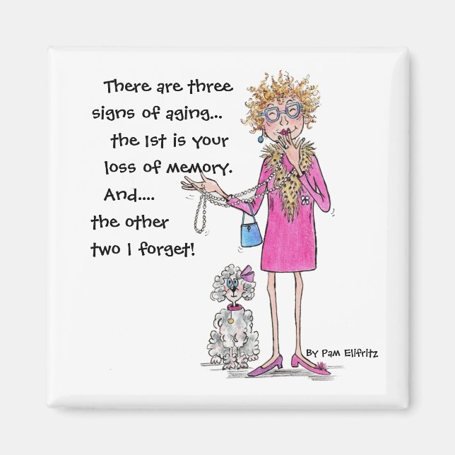 Vattenfärgssketch 3 Tecken på åldring Magnet (Framsidan)