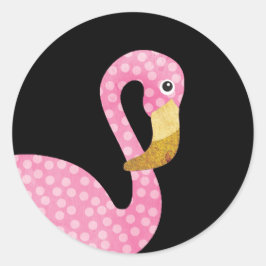 Vattenfärgsskikt Rosa Polka Dot Flamingo Runt Klistermärke