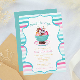 Vattenfärgsskis Cream Sundae Baby Shower Inbjudningar