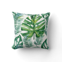 Vattenfärgsskiva Grönt Tropical Löv Mönster Throw 