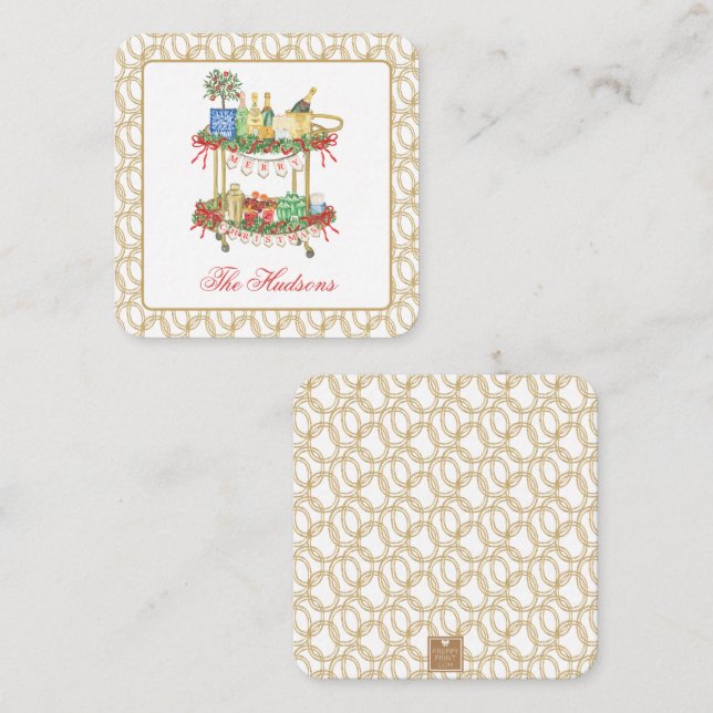 Vattenfärgsskjul, champagne Pub Cart-hölje Anteckningskort (Fram/baksida)