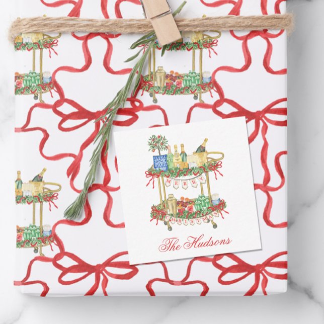 Vattenfärgsskjul, champagne Pub Cart-hölje Anteckningskort (Skapare uppladdad)