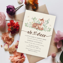 Vattenfärgsskläder Hjort Woodland Baby Shower Inbjudningar