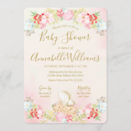 Vattenfärgsskläder i Baby Fairy Baby Shower Inbjudningar