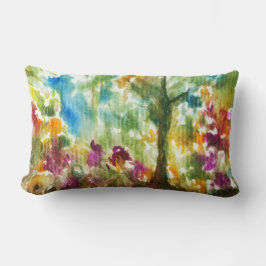 Vattenfärgsskog Abstrakt Ligcape Art Träd Forest Lumbarkudde