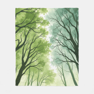 Vattenfärgsskog Canopy Fleecefilt