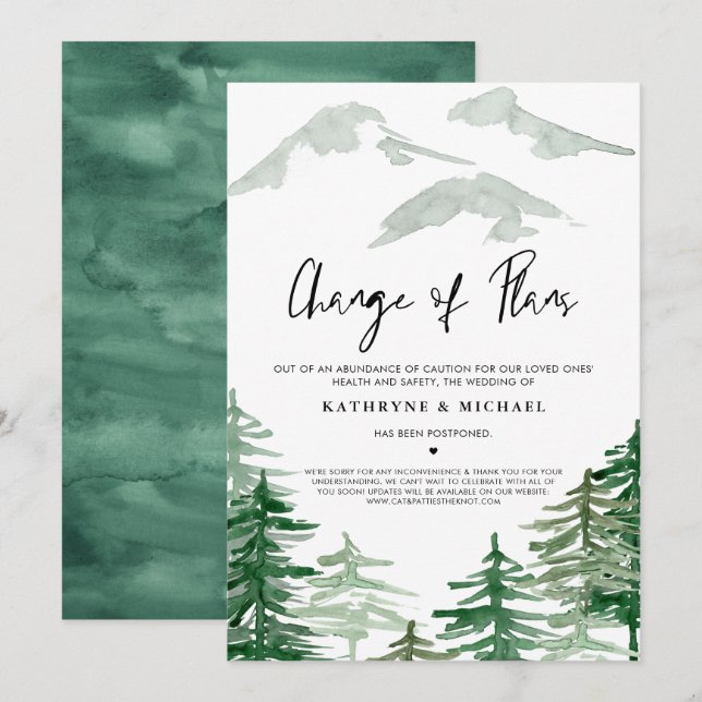 Vattenfärgsskog Förändring av planer för uppskjuta Inbjudningar (Fram/baksida)