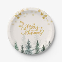 Vattenfärgsskog God jul Helgdag