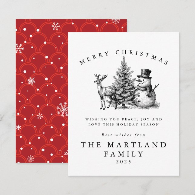 Vattenfärgsskog God jul Julkort (Fram/baksida)