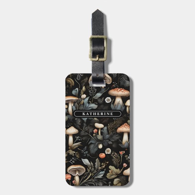 Vattenfärgsskog Greenery MushRumsinfall Bagagebricka (Vertikal Framsida)