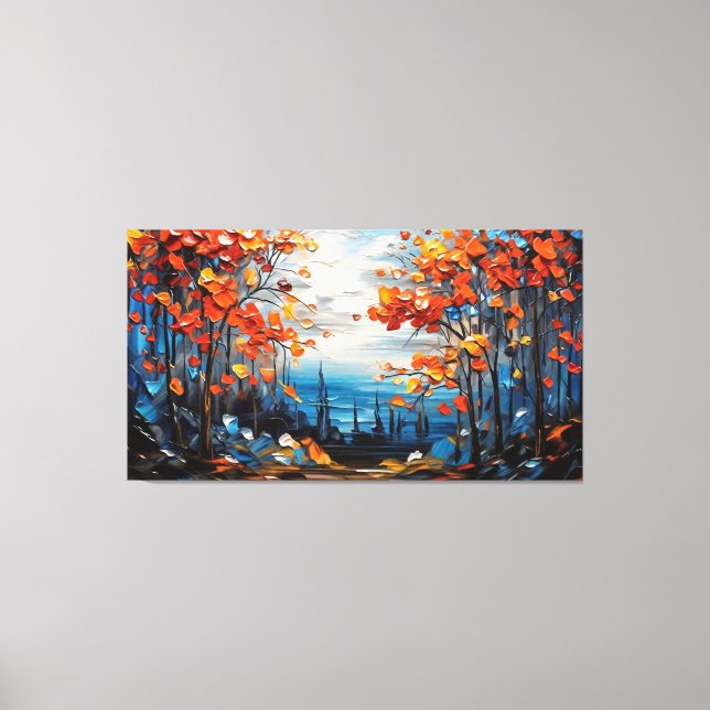 Vattenfärgsskog, Grönt Canvastryck (Framsida)