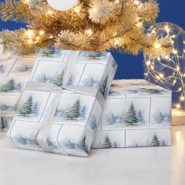 Vattenfärgsskog i julskogen presentpapper