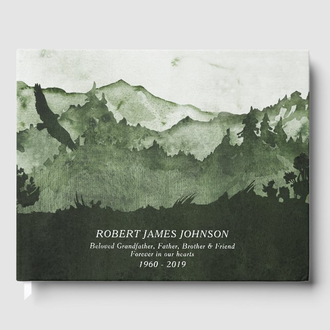 Vattenfärgsskog, minnesmärke för begravning gästböcker (Framsida)