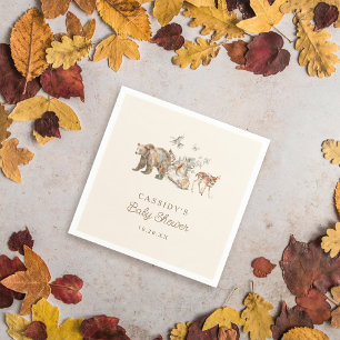 Vattenfärgsskog Skogsdjur Babyskor Pappersservett