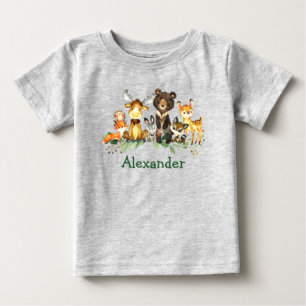 Vattenfärgsskog Skogsdjur Grått T Shirt
