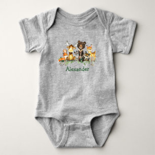 Vattenfärgsskog Skogsdjur Grått T Shirt