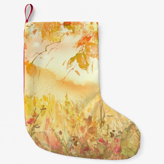 Vattenfärgsskogar Land Landskap Art Liten Julstrumpa (Framsidan)