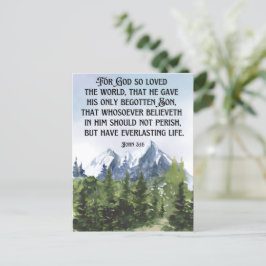 Vattenfärgsskogbergen John 3 16 Scripture Vykort