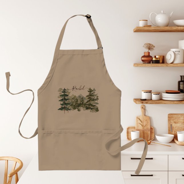 Vattenfärgsskogen Gräs och bergstrakten Rustic Förkläde (In situ kitchen)