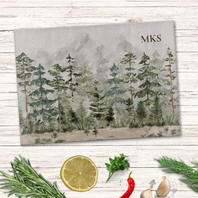 Vattenfärgsskogen Grönt Gräs på berget (In situ )
