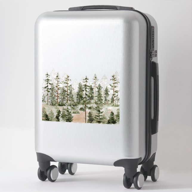 Vattenfärgsskogen Rustic Grönt Forest Klistermärken (Resväska)
