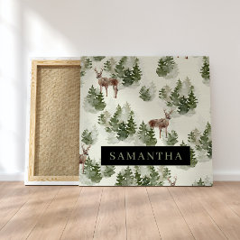 Vattenfärgsskogen Winter Forest Seamless Mönster Canvastryck