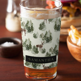 Vattenfärgsskogen Winter Forest Seamless Mönster Glaskopp