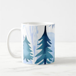 Vattenfärgsskogen Winter Forest Seamless Mönster Kaffemugg