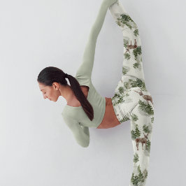 Vattenfärgsskogen Winter Forest Seamless Mönster Leggings