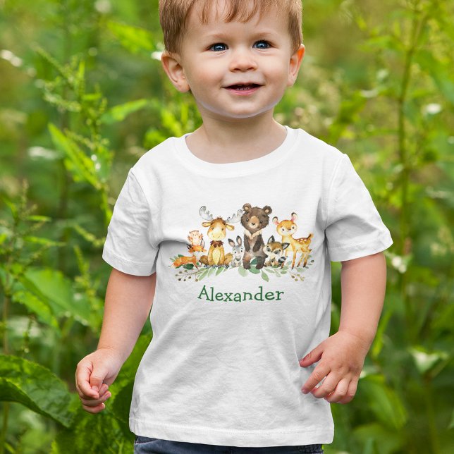 Vattenfärgsskogsdjur T Shirt (Customize to change text color. Many sizes to choose from.)