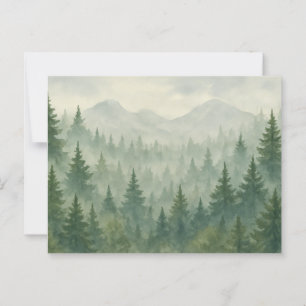 Vattenfärgsskogskort Gräs - Grönt Mountain Vykort