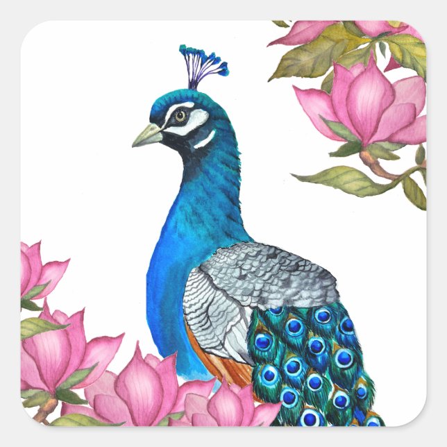 Vattenfärgssköldpadda Fyrkantigt Klistermärke (Framsida)