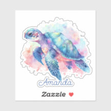 Vattenfärgssköldpadda Monogrammed