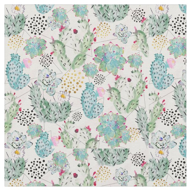 vattenfärgssköldpadda och trianglar mönster tyg (Närbild)