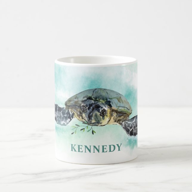Vattenfärgssköldpadda, Personlig Kaffemugg (Center)