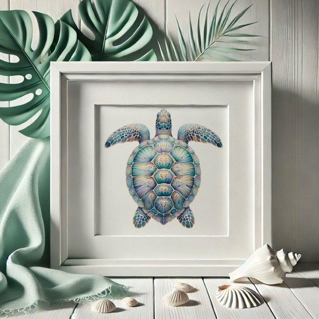 Vattenfärgssköldpadda Poster (Beach pictures sea turtle drawing by Do Tell A Belle. Shop)