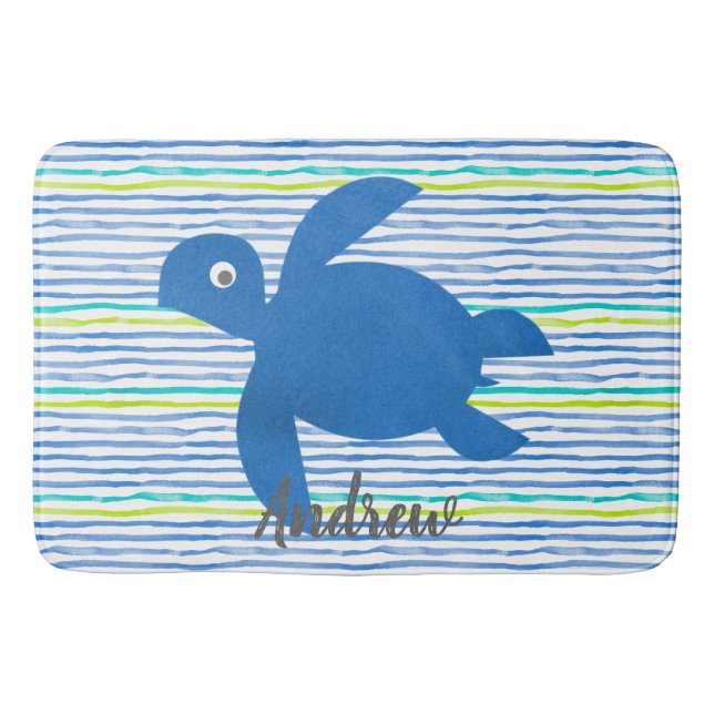 Vattenfärgssköldpadda Shibori Stripe Badrumsmatta (Framsidan)