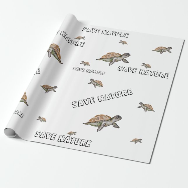 Vattenfärgssköldpadda Spara Natature Presentpapper (Utrullad)