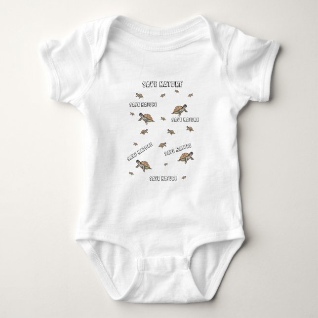 Vattenfärgssköldpadda Spara Natature T Shirt (Framsida)